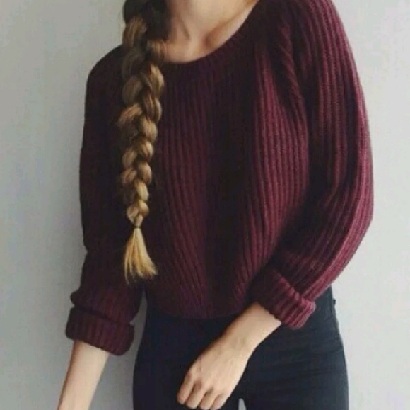 Wildheart Sweaters - Maroon Cozy Thick Cable Knit Pullover Sweater